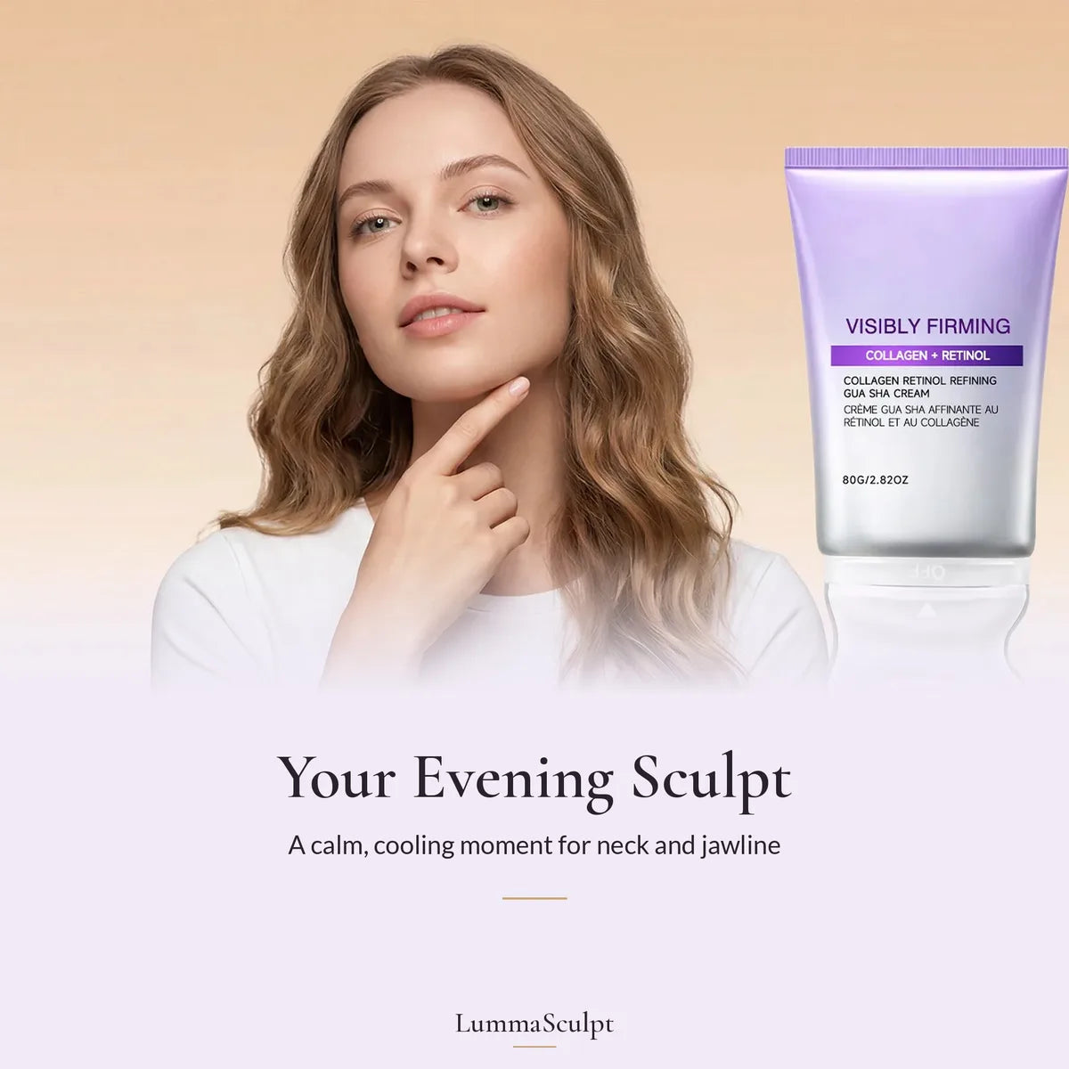 Woman relaxing with the gua sha cream in the evening